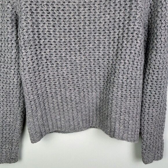 Halogen Nordstrom 100% Cashmere Mock Neck Chunky Open Knit Sweater Taupe Grey S - Picture 3 of 11